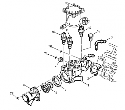 This is picture I was trying to attatch, shows thermostat in housing. This is not from haynes manual but from the internet