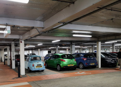 A small car from 1973 next to a small car today...