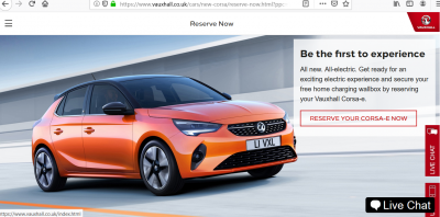 screenshot www.vauxhall.co.uk