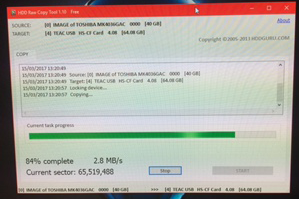 Copying Back Image to CF Card Using HDD Guru