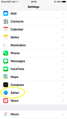 IOS Settings Safari