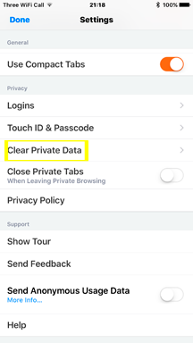 Firefox Clear Private Data