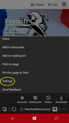 Edge Settings Option