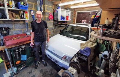 Daffodil and me in her garage!