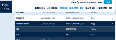 The Stralsund (Barge) and the En Avant 20 depart from Northumbrian Quay 7.50 local time bound for Nigg ( Invergordon ish)