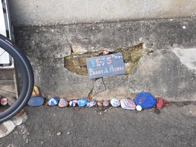 VE Day painted pebbles