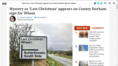 Didnt know there was a village called Wham in Co Durham!