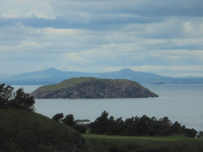 View from the Drift on top of the cliffs at Canty Bay, North Berwick East Lothian over looking the Firth of Forth and onwards to the Kingdom of Fife.