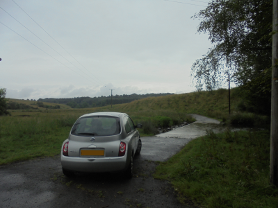 Reverse,  back through the gate, up the road we had just come down!