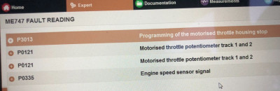 new codes P3013, P0121 and P0335