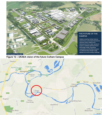 The blue thing is described as the River Thames or Isis on the OS map,  the branch under the A34 is the River Ock.