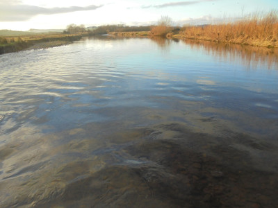 view from crossing method 2,  wellingtons and stout depth tester/support stick