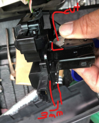 cuts to 45 degree support  Renault lock is a bit taller hence spacers washers