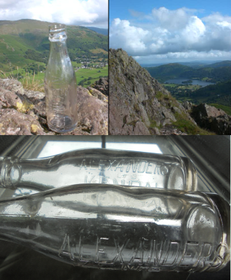 Grasmere from Helm Crag, and an old bottle find<br />from Alexanders of Kendal on the way up!