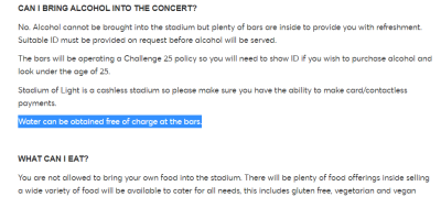 The "free water" bit clearly didn't get through to Stadium of light bar staff