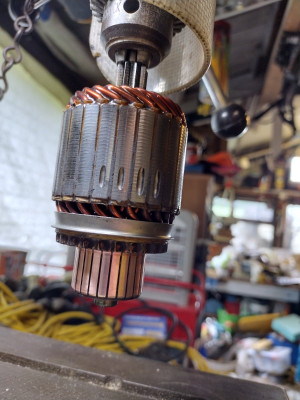 Commutator, after (800 grit wet and dry, pillar drill)