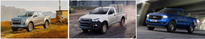 Various pickup trucks - Isuzu, Ford