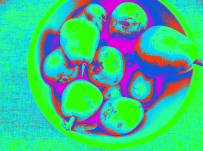 Psychedelic Pears in a Bowl