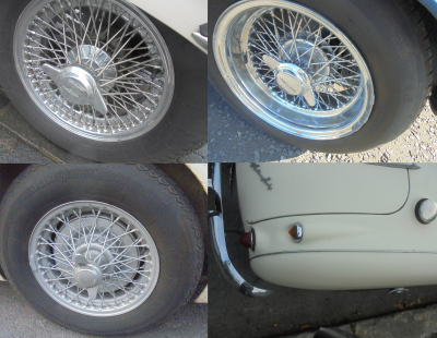 The e-type wire wheel collection plus an Austin Healey 100 6