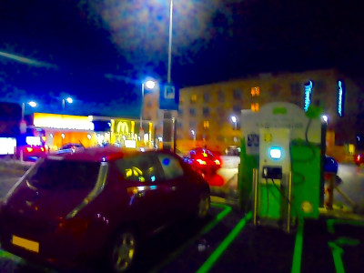 BB Leaf filling up at one of the many LIdl<br />Pod-point Rapid Chargers.