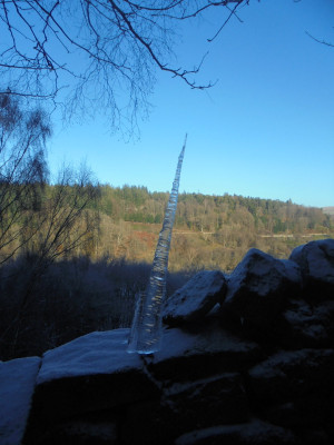 Icicle in the precariously balanced spotlight