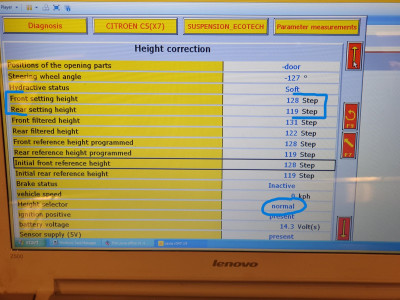 Data for the suspension heights.