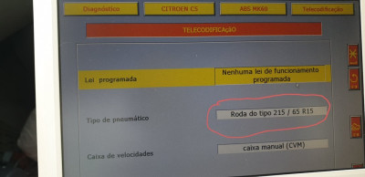 That tire size on ABS module is wrong , as it have 215/55/16. Should be corrected? Also says "No programmed law"- Should be like that?