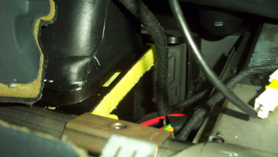 The gap filled by high density foam (yellow)