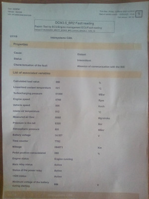 Diagnosis print from dealer