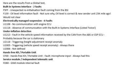 Results from Global test - Info only