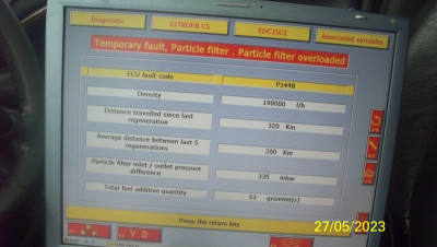 Lexia Page- Fault P1448 DPF overloaded