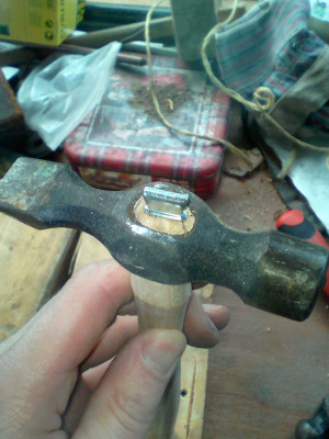 Wedge (not yet driven flush)