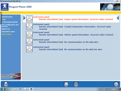 Instrument panel faults