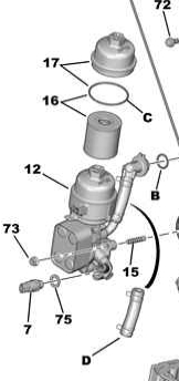 Oil filter assembly - PSA, fair use.