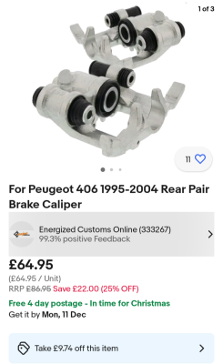 Pair of new rear calipers