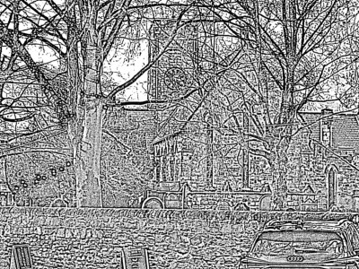 An Audi and St Andrews in charcoal