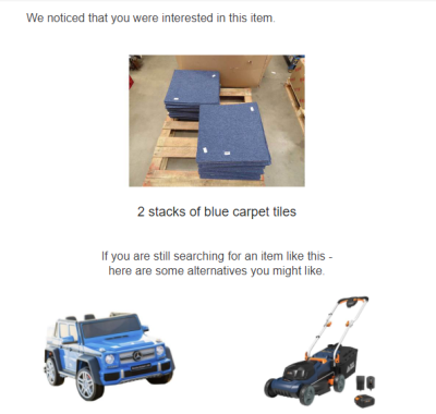 Email from auction house