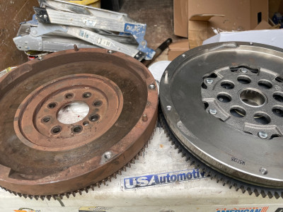 New and old flywheel