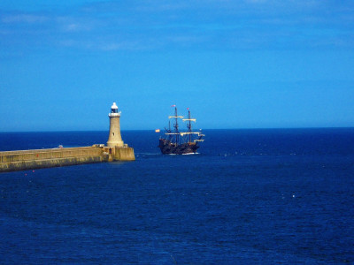 There she blows,  just passing Tynemouth Pier