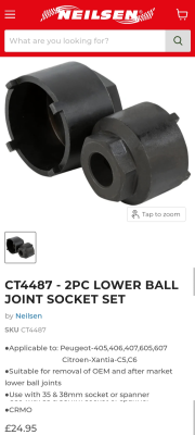 Prong ball joint removal tool, in 2 sizes