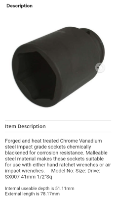 eBay add, Specific ball joint socket
