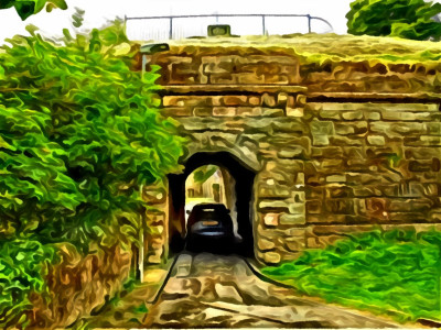 A mini countryman easily passes through the eye of the needle/ Berwick upon Tweed's Elizabethan Walls