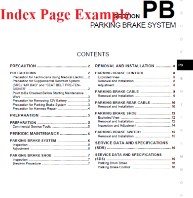 Nissan Service Manual 2014 version Parking brake2.png