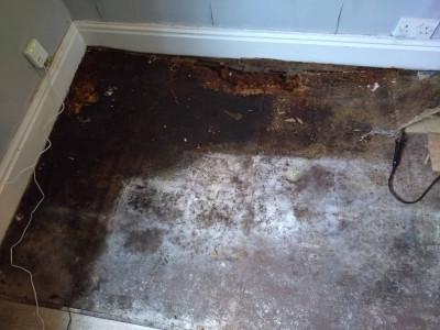 The damage under the laminate floor