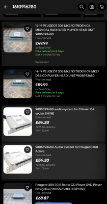 eBay search results