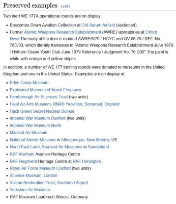 WE177 locations - wikipedia