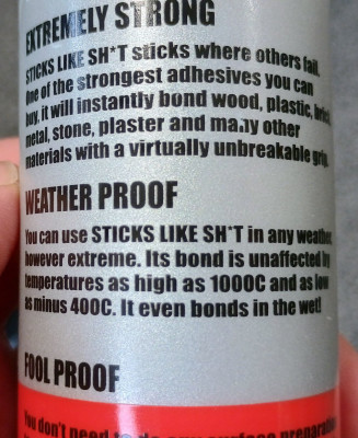 Crudely named adhesive with a crudely checked specification