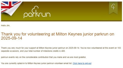 email from parkrun