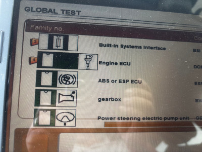 Global Test showing 3 errors on BSI and 4 on Engine ECU