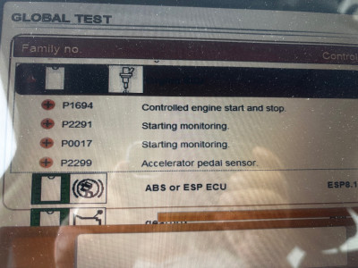 Showing Fault Codes for Engine ECU